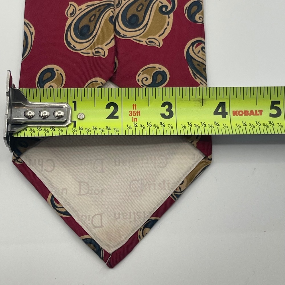 Christian Dior Monsieur Necktie Mens Burgundy Red Paisley Silk 3.75"x57" - Picture 11 of 11